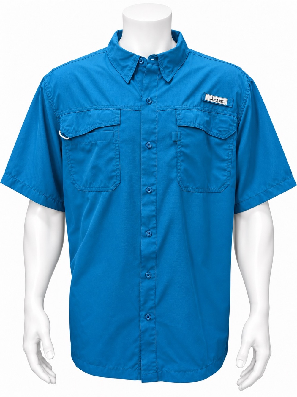 Habit Turquoise Vented Button Up Men's Short Sleeve Fishing Shirt Size XXL 2XL